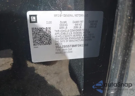 2021 Chevrolet Malibu Fwd Ls from USA, damaged, VIN 1G1ZB5ST8MF041168